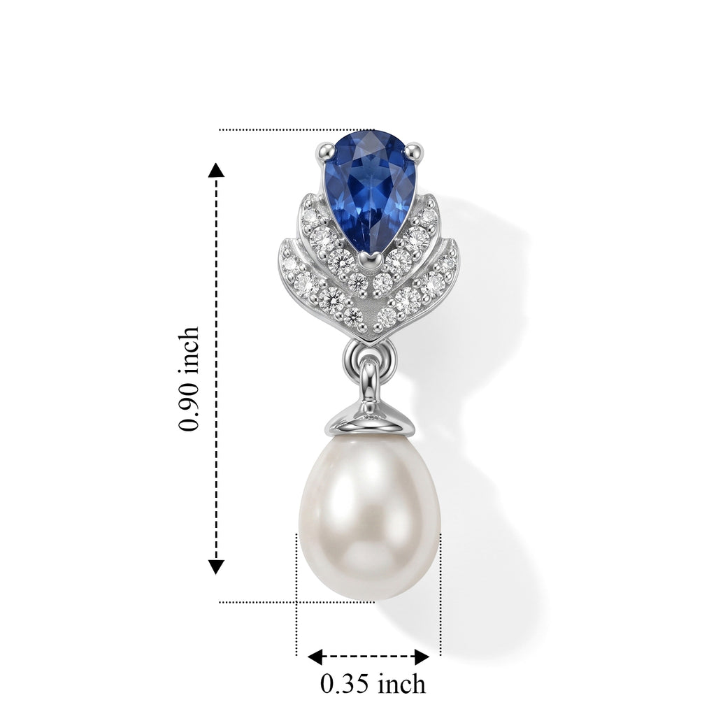 D'Joy - Kyanite, Fresh Water Pearl & White Zircon Dangling Earring with Push Post in Platinum Overlay Sterling Silver 6.50 Ct._8689022_4