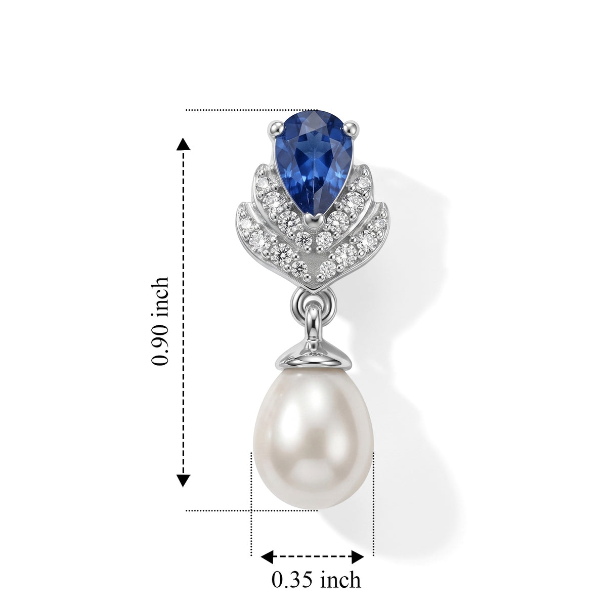 D'Joy -  AAA Natural Kashmir Kyanite, Fresh Water Pearl &amp; White Zircon Dangling Earring with Push Post in Platinum Overlay Sterling Silver 6.50 Ct. V32576253 5