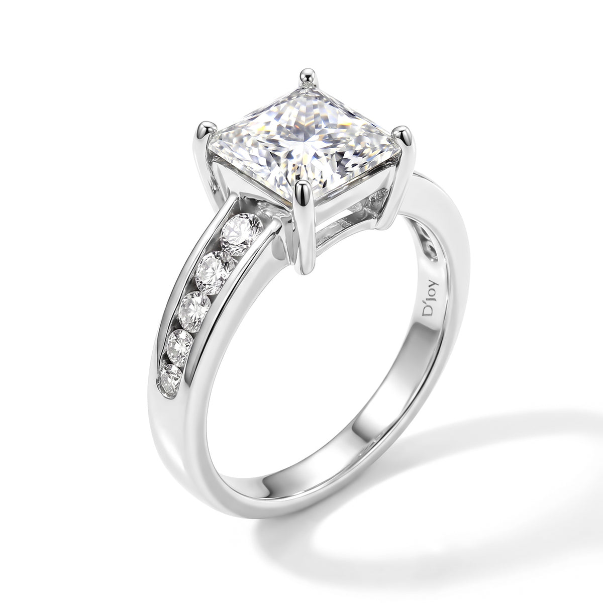 D'Joy - Moissanite Ring in Rhodium Overlay Sterling Silver 3.50 Ct. V32532534 4