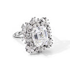 D'Joy - Moissanite Blooming Floral Cocktail Ring in Rhodium Overlay Sterling Silver 6.90 Ct._8689510