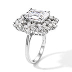 D'Joy - Moissanite Blooming Floral Cocktail Ring in Rhodium Overlay Sterling Silver 6.90 Ct._8689510_3