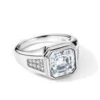 D'Joy - Moissanite Signet Ring in Rhodium Overlay Sterling Silver 4.90 Ct._8689587