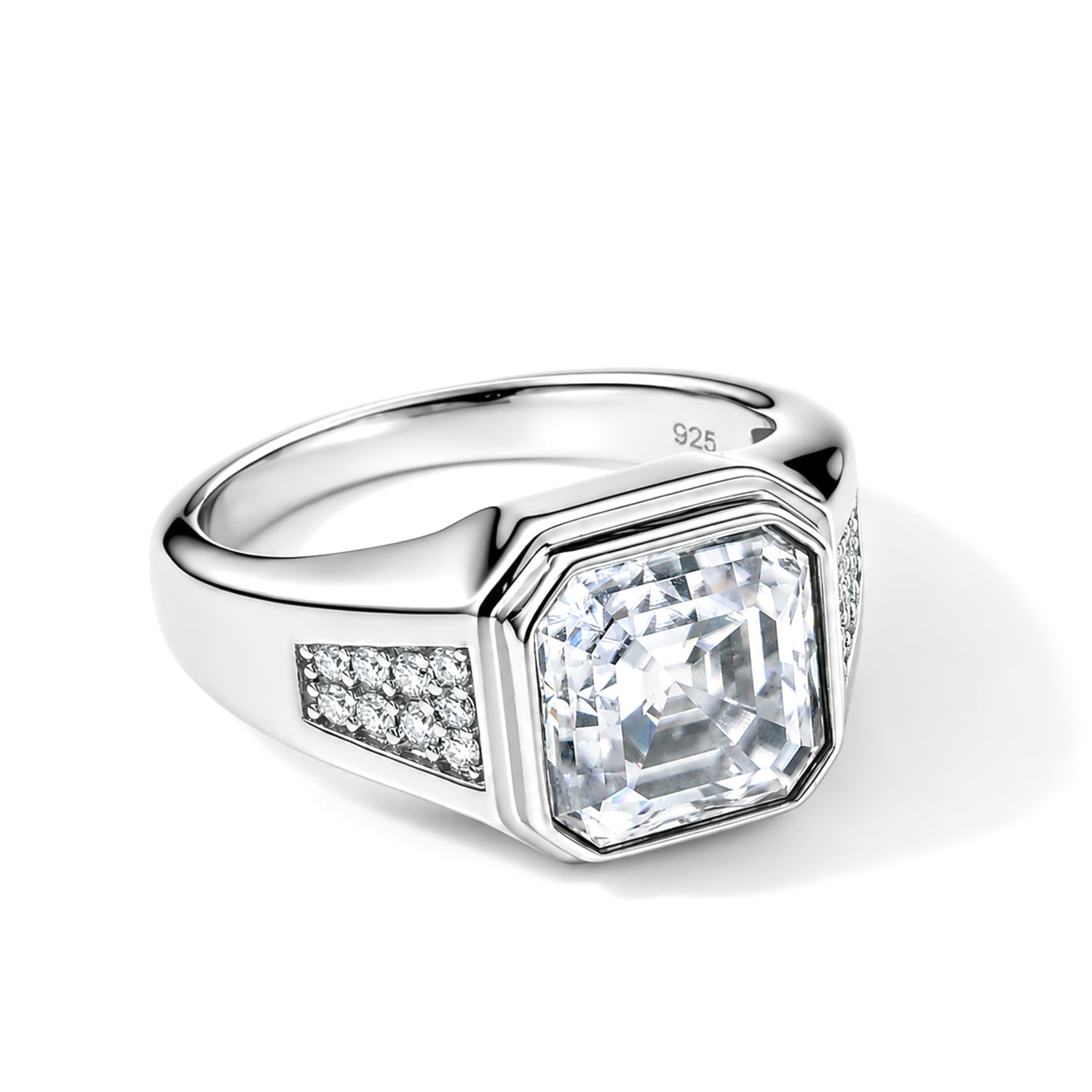 D'Joy - Moissanite Signet Ring in Rhodium Overlay Sterling Silver 4.90 Ct. 8689587 0