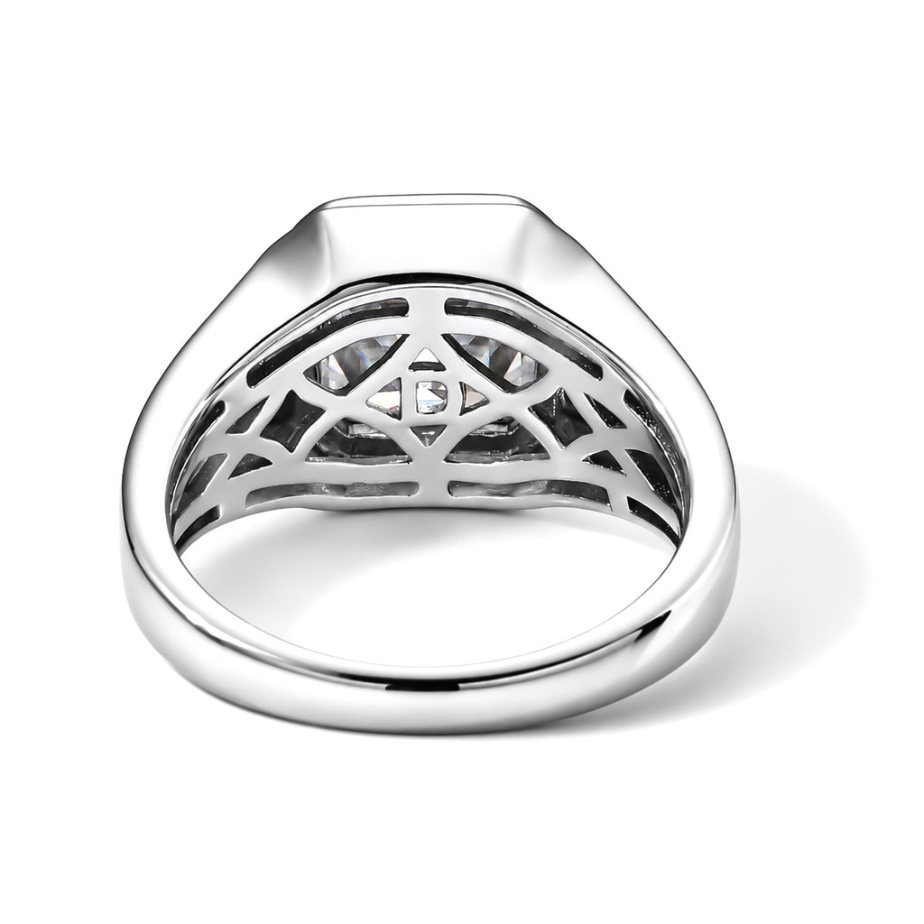 D'Joy - Moissanite Signet Ring in Rhodium Overlay Sterling Silver 4.90 Ct._8689587_4