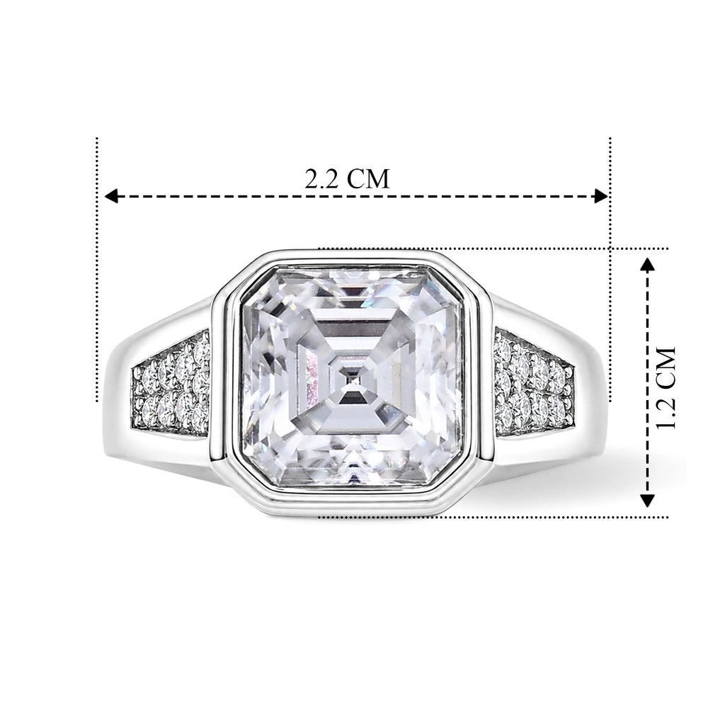 D'Joy - Moissanite Signet Ring in Rhodium Overlay Sterling Silver 4.90 Ct._8689587_5
