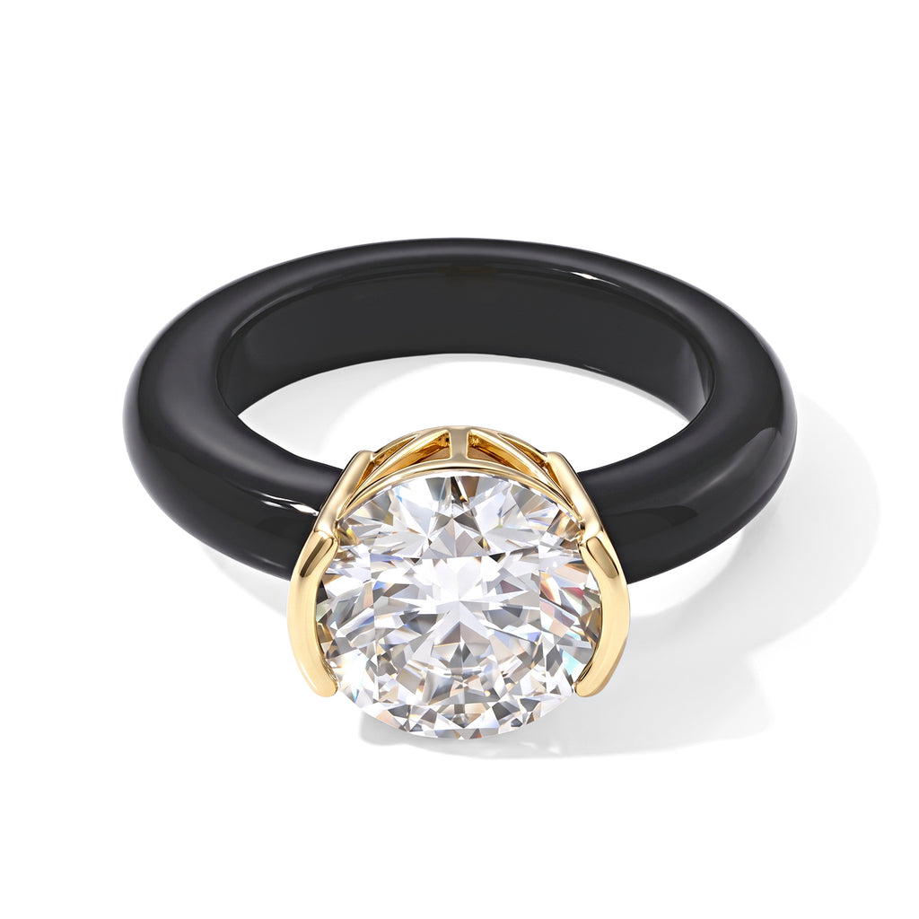 D'Joy Moissanite, Black Jade Fancy Ring Sterling Silver  14.120  Ct._8690236