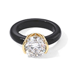 D'Joy Moissanite, Black Jade Fancy Ring Sterling Silver  14.120  Ct._8690236