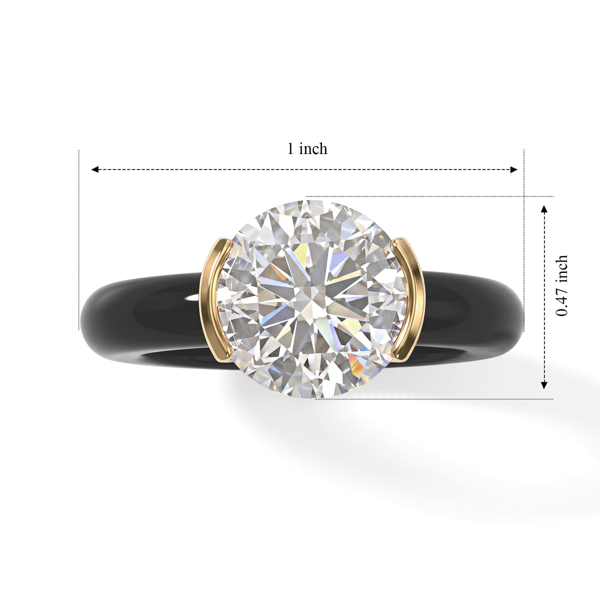 D'Joy - Moissanite &amp; Black Jade Solitaire Ring in Yellow Gold Plated Sterling Silver 14.60 Ct. 8690236 5