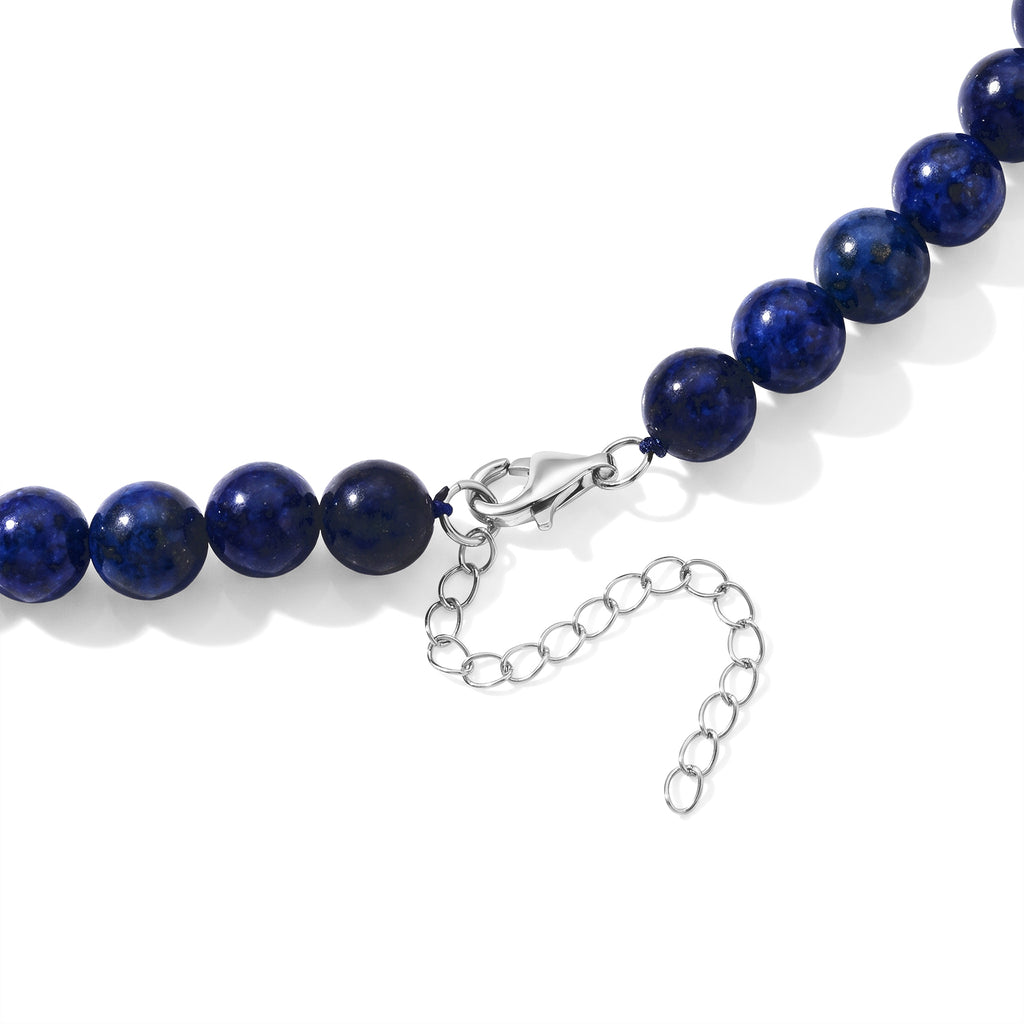 D'Joy - Lapis Lazuli Beads Necklace (Size - 18+2 Ext) in Rhodium Overlay Sterling Silver 229.05 Ct._8690293_2