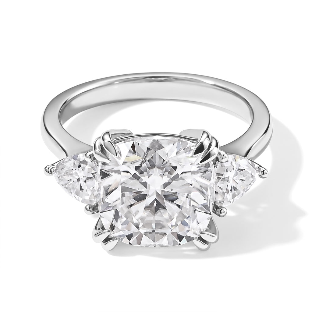 D'Joy Moissanite Main Stone With Side Stone Ring in Rhodium OverlaySterling Silver  5.950  Ct._8690294