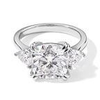 D'Joy Moissanite Main Stone With Side Stone Ring in Rhodium OverlaySterling Silver  5.950  Ct._8690294