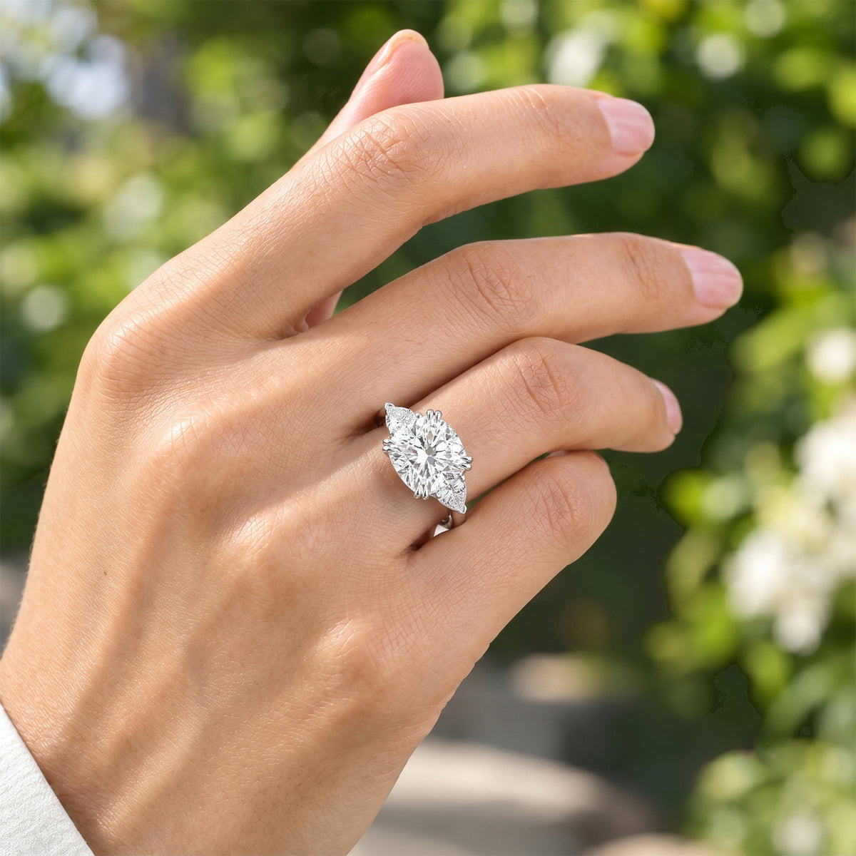 D'Joy Moissanite Main Stone With Side Stone Ring in Rhodium OverlaySterling Silver  5.950  Ct. 8690294 1