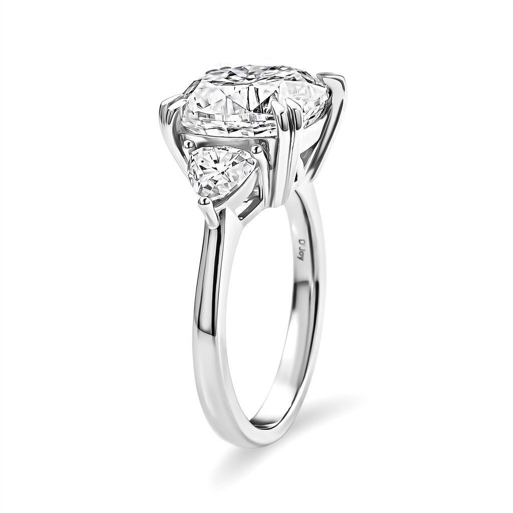 D'Joy Moissanite Main Stone With Side Stone Ring in Rhodium OverlaySterling Silver  5.950  Ct._8690294_3
