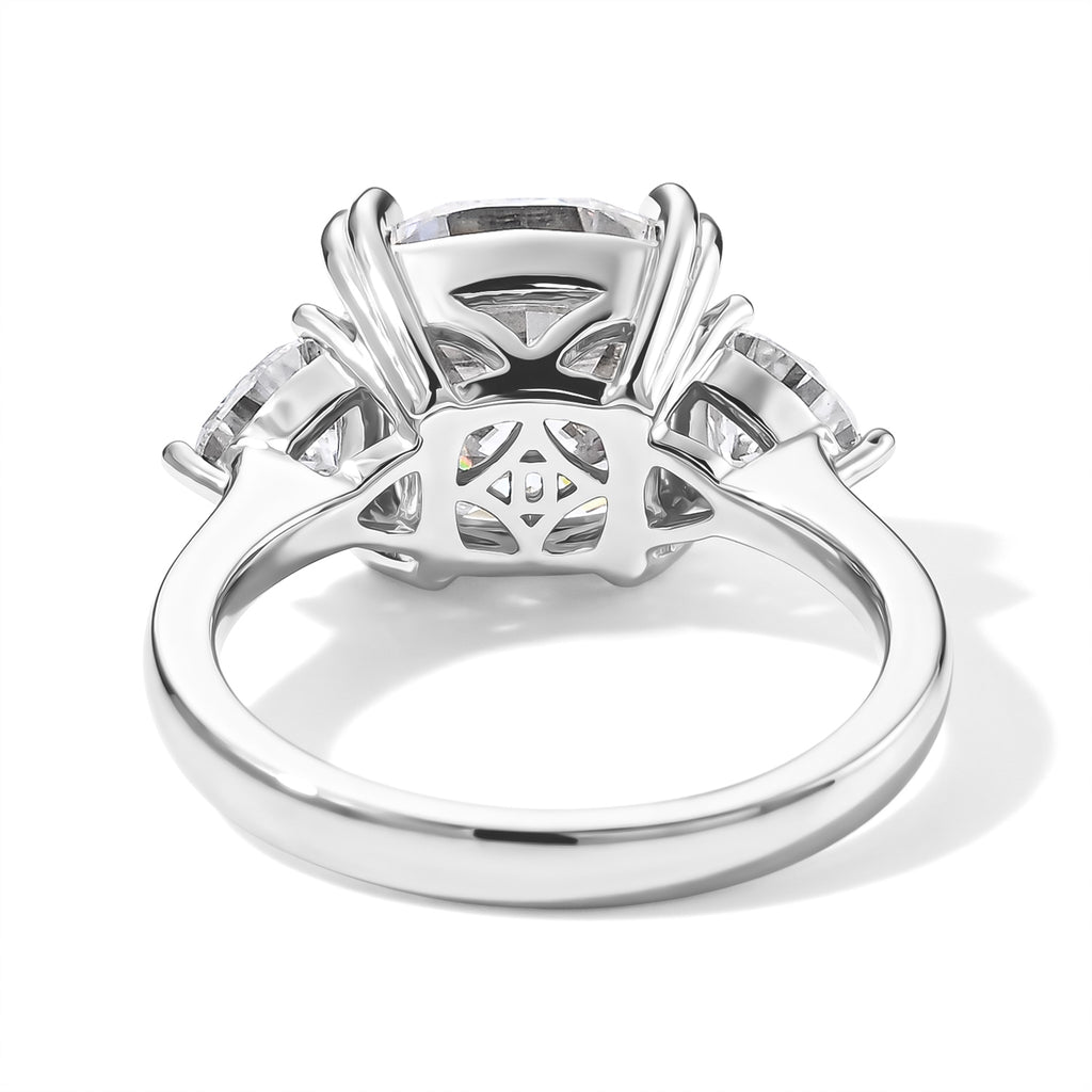 D'Joy Moissanite Main Stone With Side Stone Ring in Rhodium OverlaySterling Silver  5.950  Ct._8690294_4