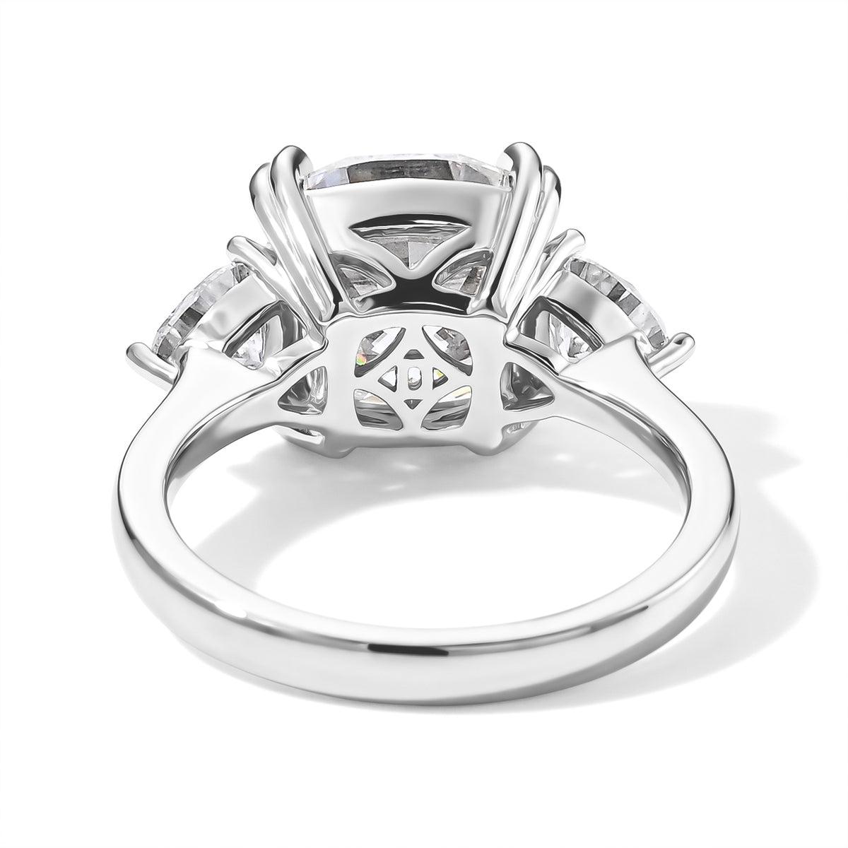 D'Joy Moissanite Main Stone With Side Stone Ring in Rhodium OverlaySterling Silver  5.950  Ct. 8690294 4