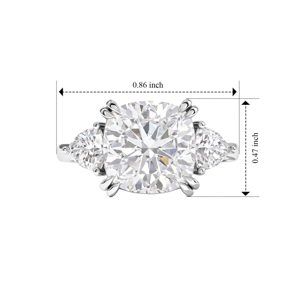 D'Joy Moissanite Main Stone With Side Stone Ring in Rhodium OverlaySterling Silver  5.950  Ct._8690294_5