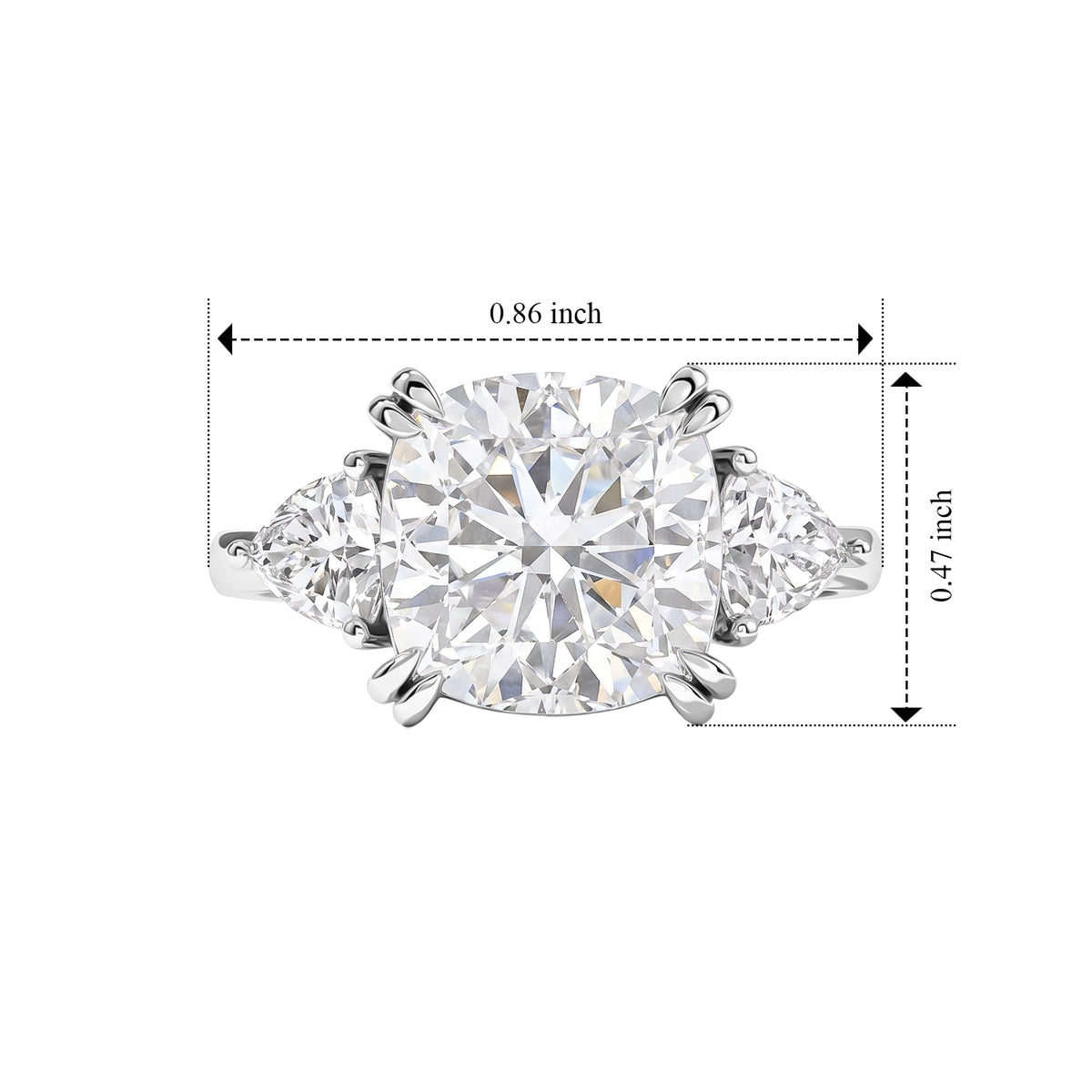 D'Joy Moissanite Main Stone With Side Stone Ring in Rhodium OverlaySterling Silver  5.950  Ct. 8690294 5