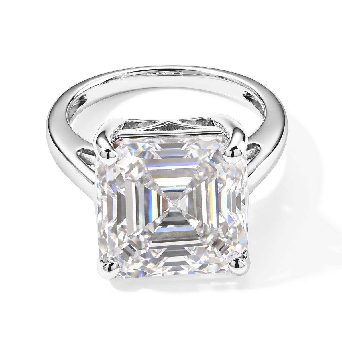 D'Joy Moissanite Solitaire Ring in Rhodium OverlaySterling Silver  12.300  Ct. 8690349 0
