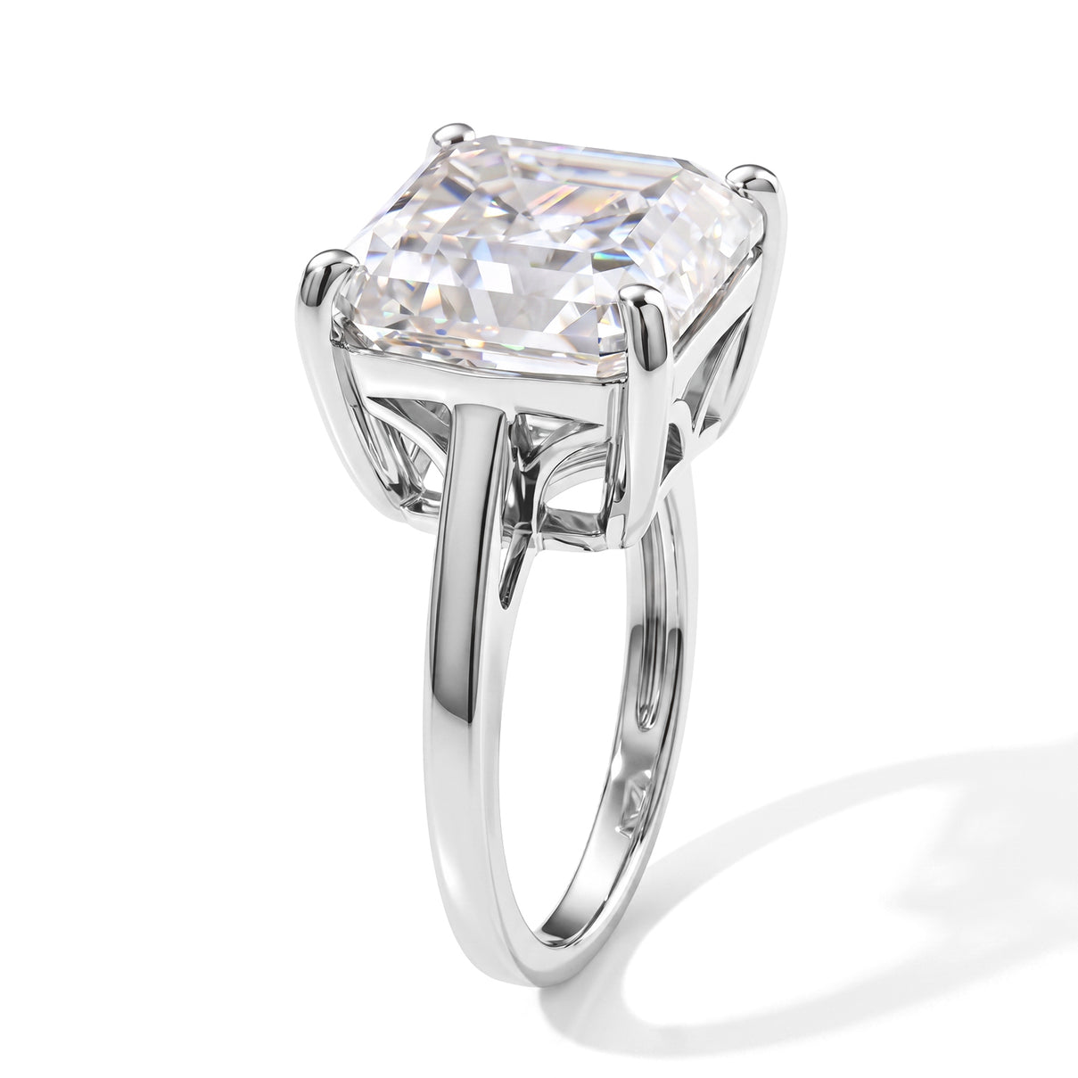 D'Joy Moissanite Solitaire Ring in Rhodium OverlaySterling Silver  12.300  Ct. 8690349 3