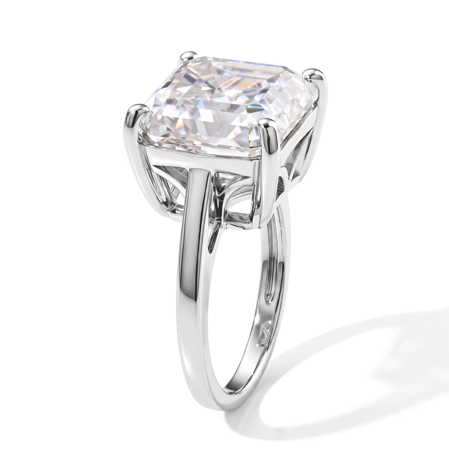 D'Joy Moissanite Solitaire Ring in Rhodium OverlaySterling Silver  12.300  Ct. 8690349 3