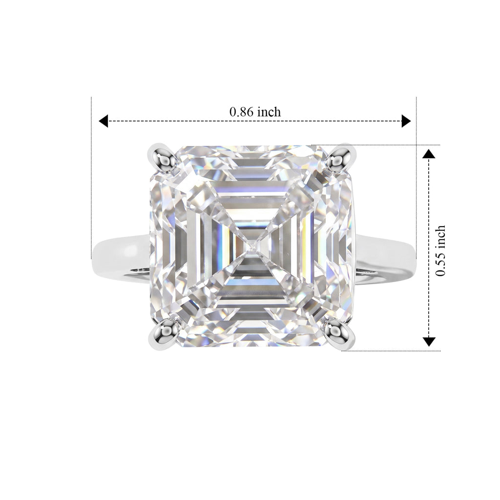 D'Joy Moissanite Solitaire Ring in Rhodium OverlaySterling Silver  12.300  Ct._8690349_5