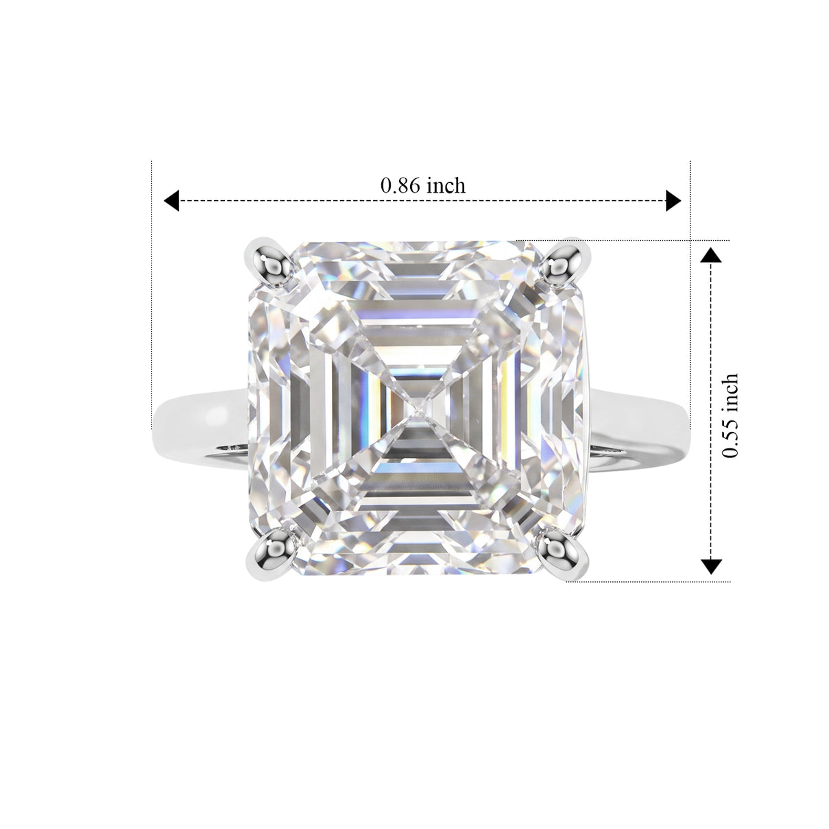 D'Joy Moissanite Solitaire Ring in Rhodium OverlaySterling Silver  12.300  Ct. 8690349 5