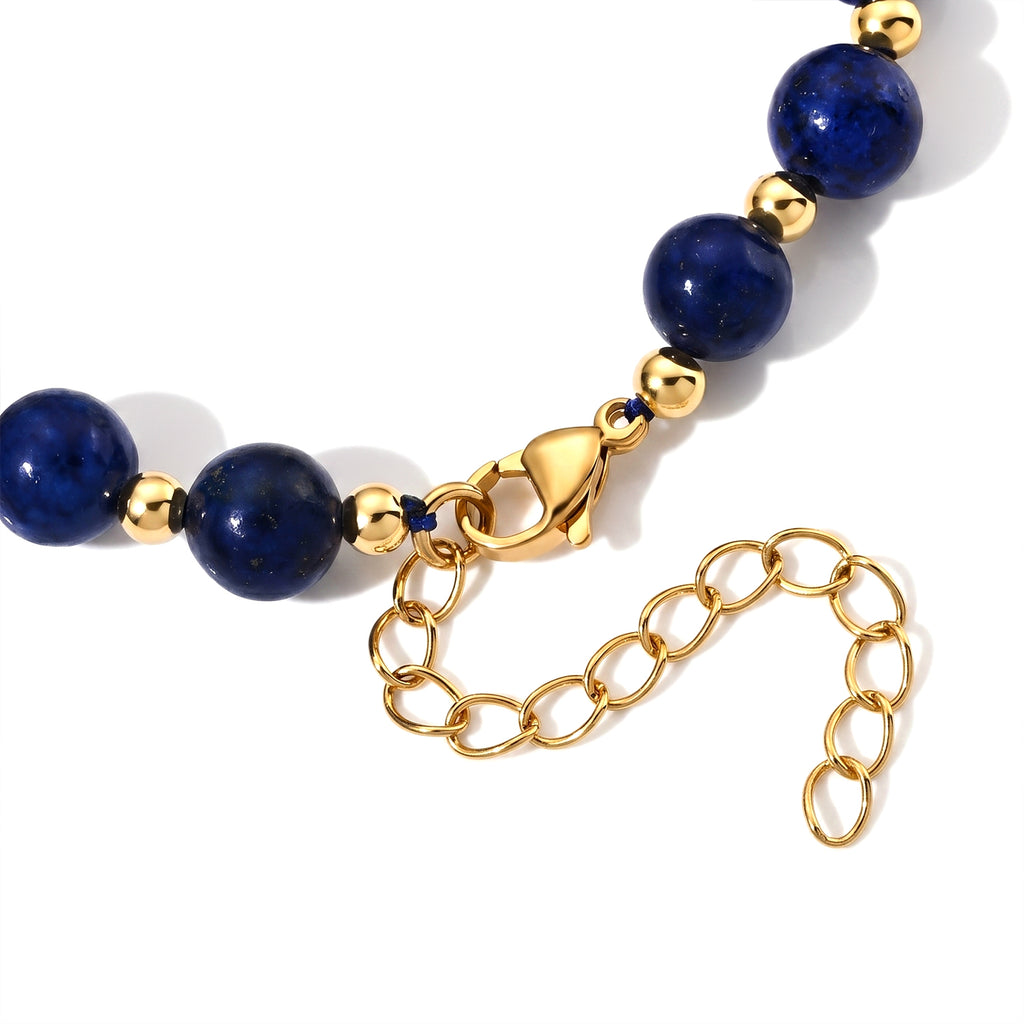 Lapis Lazuli & White Keshi Pearl Adjustable Beads Bracelet (Size - 7+2 Ext) 40.00 Ct._8690358_3