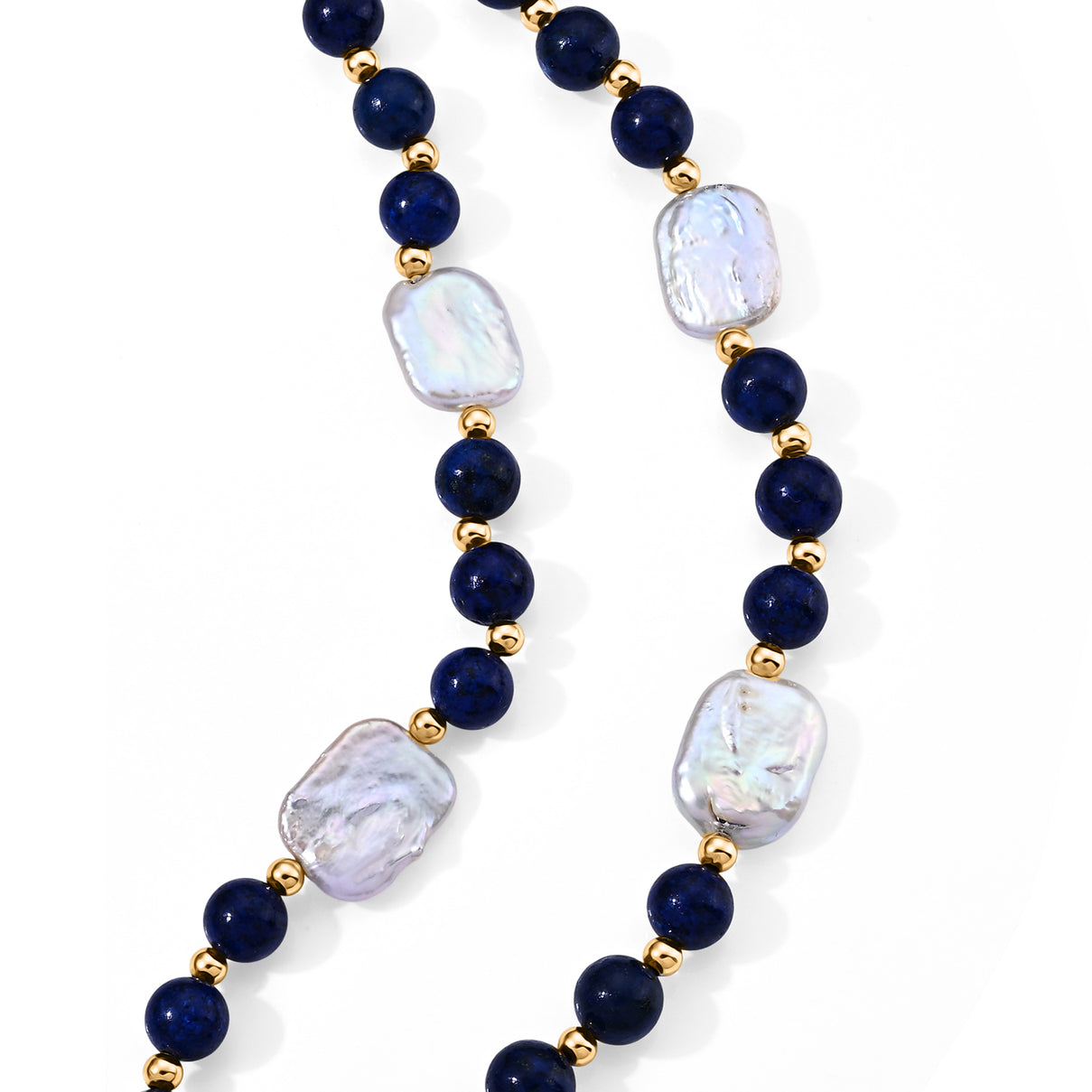 Lapis Lazuli &amp; White Keshi Pearl Adjustable Beads Necklace (Size - 18-2 Ext) 150.00 Ct. 8690370 4