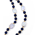 Lapis Lazuli & White Keshi Pearl Adjustable Beads Necklace (Size - 18+2 Ext) 150.00 Ct._8690370_3