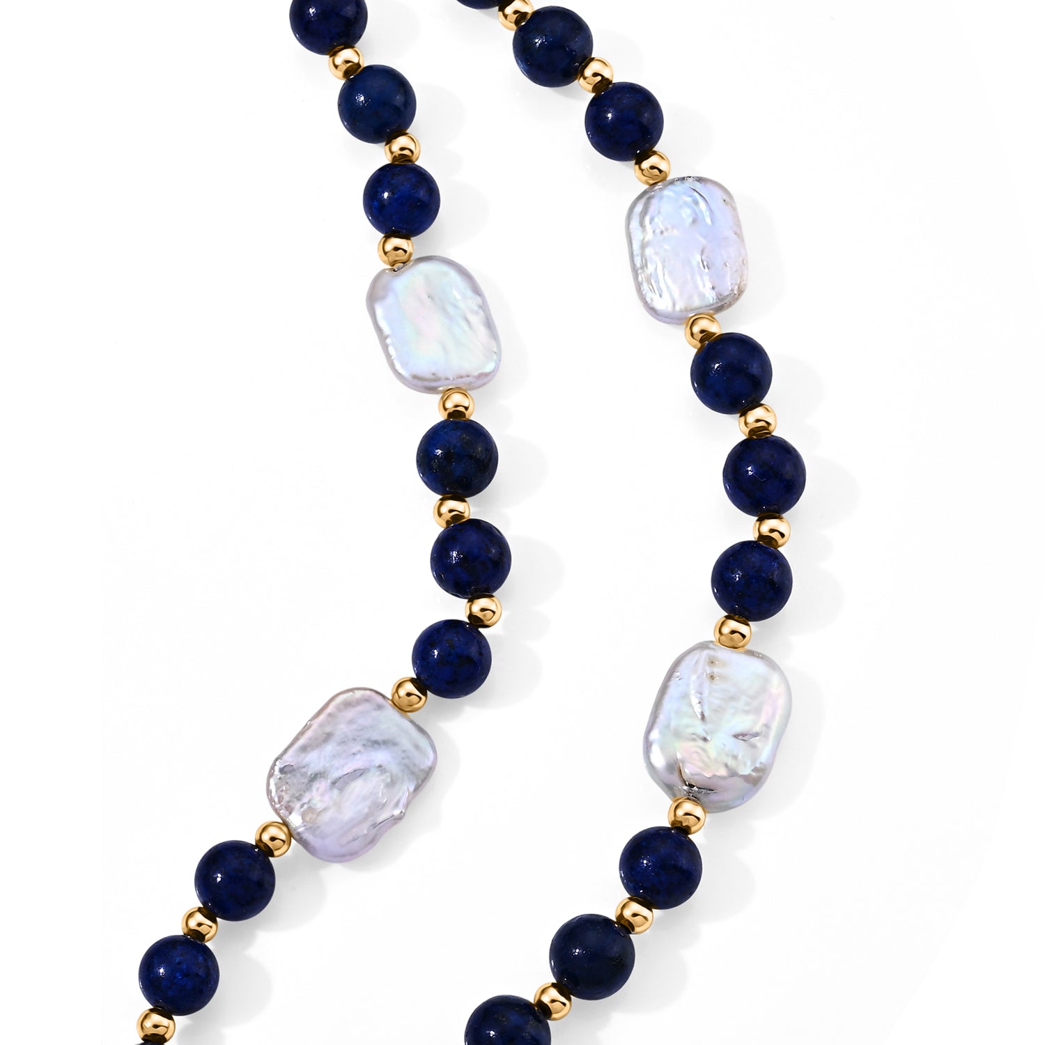 Lapis Lazuli &amp; White Keshi Pearl Adjustable Beads Necklace (Size - 18-2 Ext) 150.00 Ct. 8690370 4