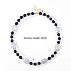 Lapis Lazuli & White Keshi Pearl Adjustable Beads Necklace (Size - 18+2 Ext) 150.00 Ct._8690370_5