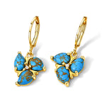 EverTrue - Blue Turquoise & White Zircon Lever Back Earring in Yellow Gold Tone 3.50 Ct._8690497