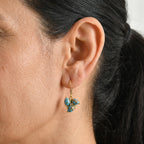 EverTrue - Blue Turquoise & White Zircon Lever Back Earring in Yellow Gold Tone 3.50 Ct._8690497_1