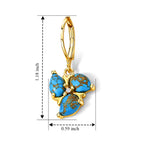 EverTrue - Blue Turquoise & White Zircon Lever Back Earring in Yellow Gold Tone 3.50 Ct._8690497_4