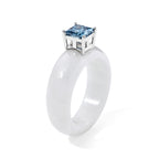 D'Joy White Jade, Lab Grown Blue Diamond Solitaire Ring in Rhodium OverlaySterling Silver  31.000  Ct._8690574_3