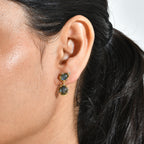 EverTrue - Labradorite & White Zircon Dangling Earring with Push Post in Yellow Gold Tone 5.37 Ct._8690597_1