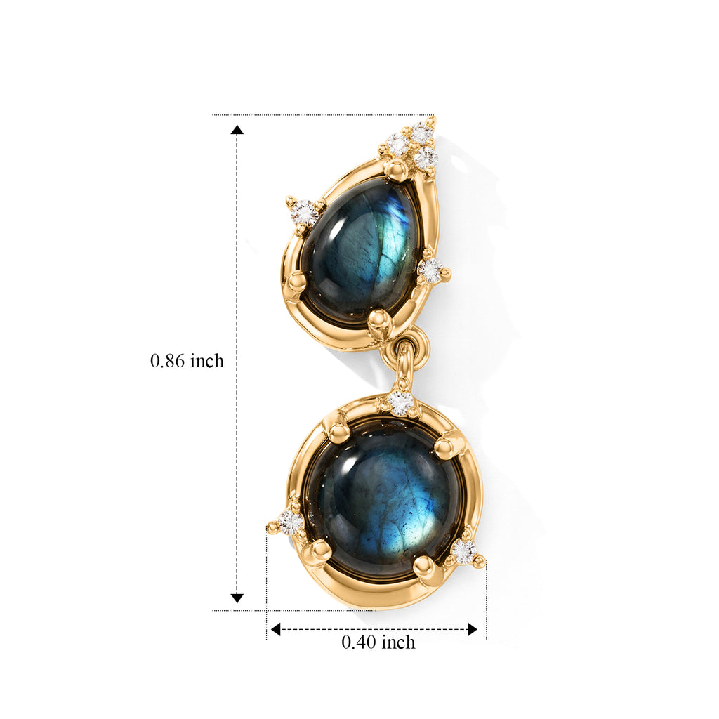 EverTrue - Labradorite & White Zircon Dangling Earring with Push Post in Yellow Gold Tone 5.37 Ct._8690597_4
