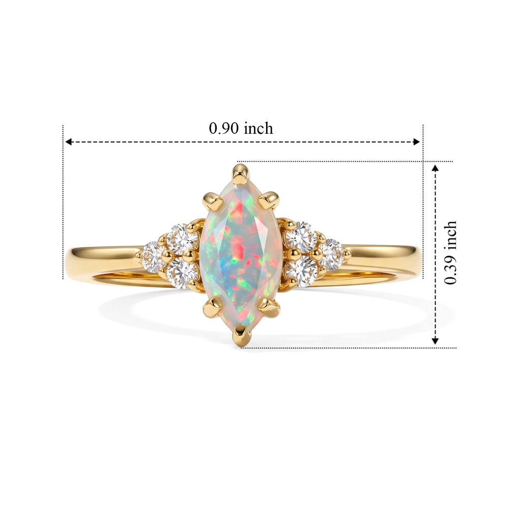 D'Joy - Ethiopian Opal & White Zircon Ring in in 18K Gold Plated Sterling Silver_8690644_3