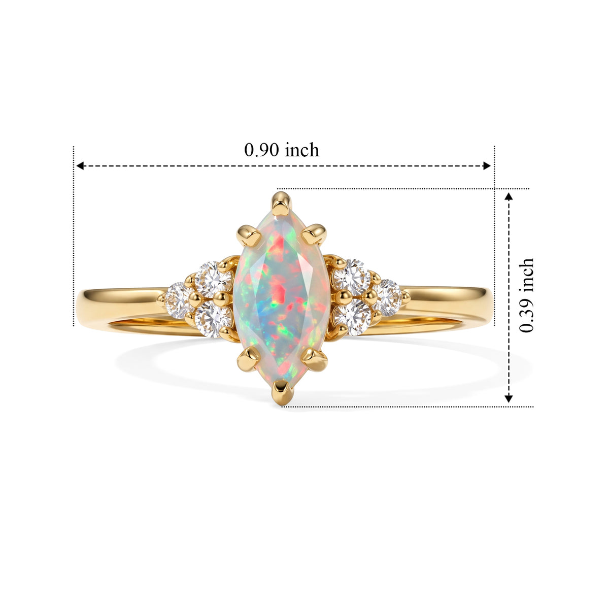 D'Joy - Ethiopian Opal &amp; White Zircon Ring in in 18K Gold Plated Sterling Silver 8690644 3