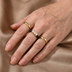 D'Joy - Black Jade & Lab Grown Diamond Trilogy Ring in Yellow Gold Plated Sterling Silver 11.00  Ct._8690661_2