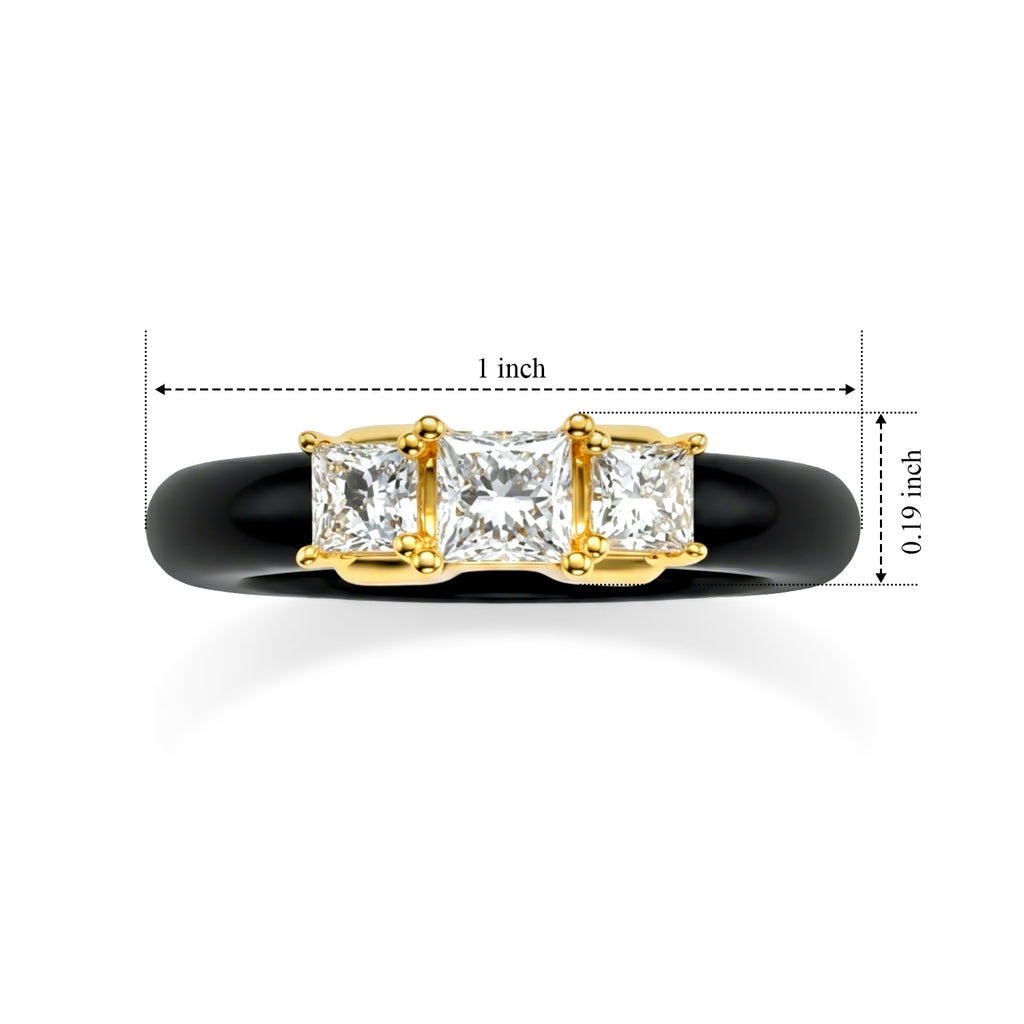 D'Joy - Black Jade & Lab Grown Diamond Trilogy Ring in Yellow Gold Plated Sterling Silver 11.00  Ct._8690663_5