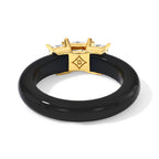 D'Joy - Black Jade & Lab Grown Diamond Trilogy Ring in Yellow Gold Plated Sterling Silver 11.00  Ct._8690666_4