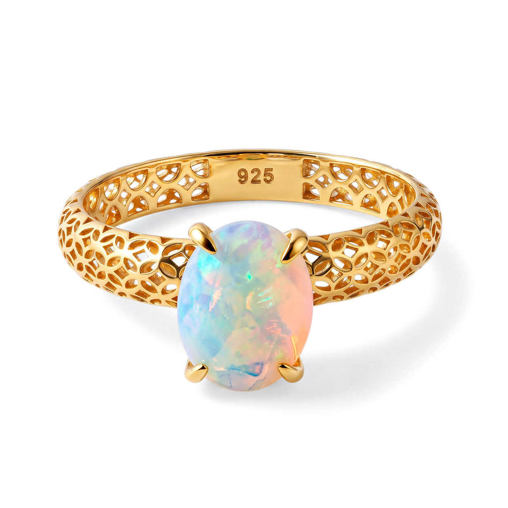 D'Joy - Ethiopian Opal Solitaire Ring in 18K Gold Plated Sterling Silver 1.17 Ct._8690676