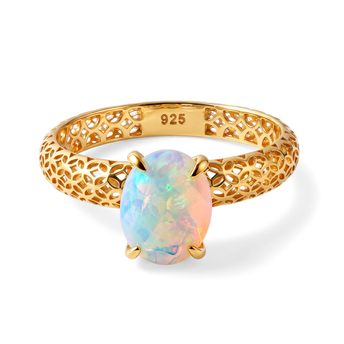 D'Joy - Ethiopian Opal Solitaire Ring in 18K Gold Plated Sterling Silver 1.17 Ct. 8690676 0
