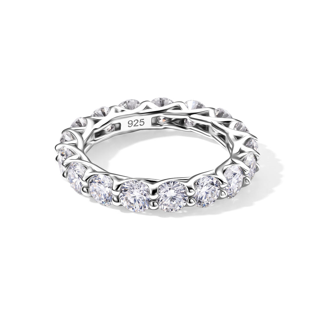 D'Joy - Moissanite Band Ring in Rhodium Overlay Sterling Silver 4.10 Ct._8690769