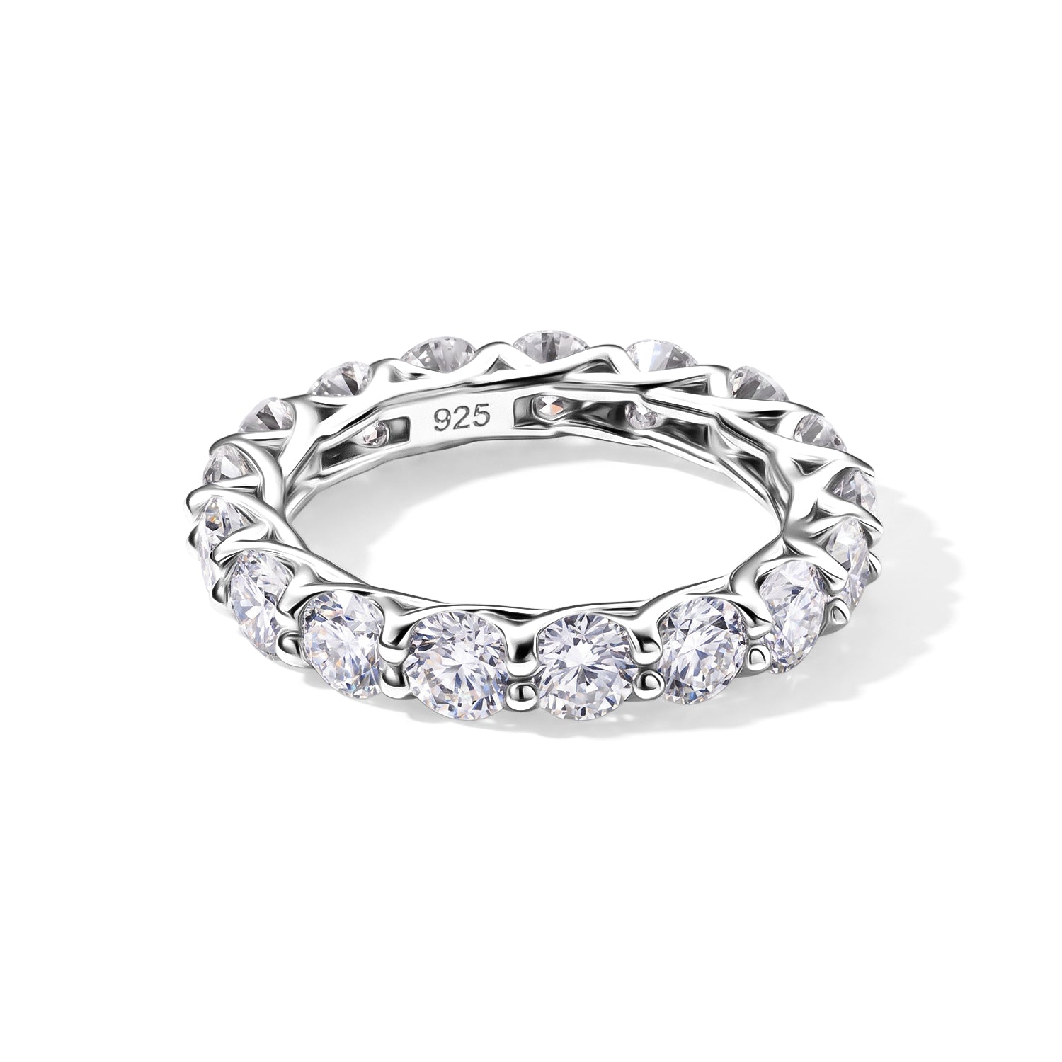 D'Joy - Moissanite Full Eternity Band Ring in Rhodium Overlay Sterling Silver 4.10 Ct. V32490034 0