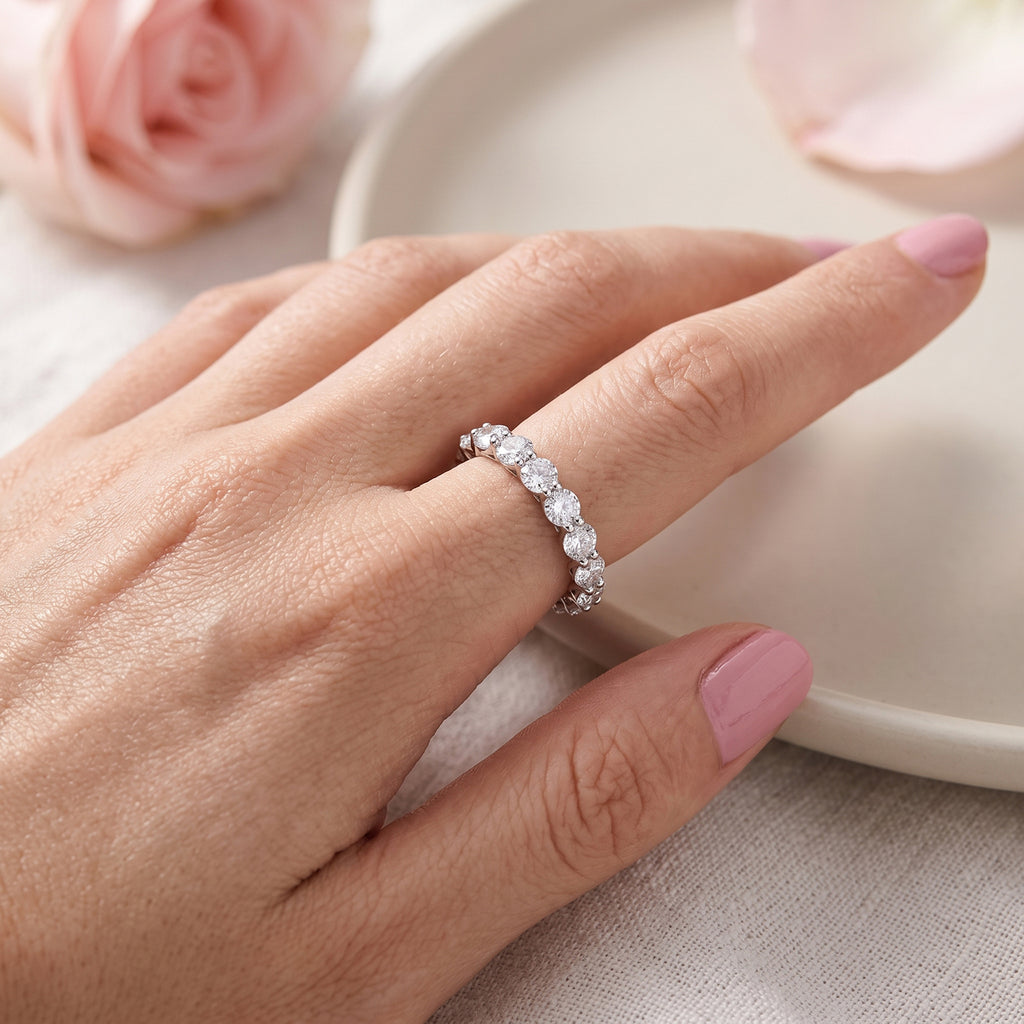 D'Joy - Moissanite Band Ring in Rhodium Overlay Sterling Silver 4.10 Ct._8690769_1