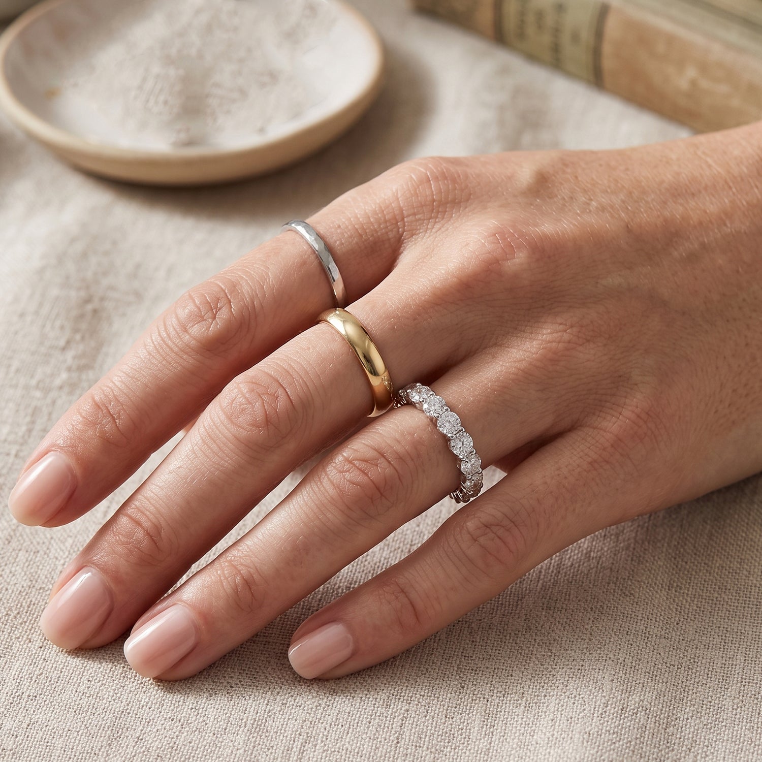D'Joy - Moissanite Full Eternity Band Ring in Rhodium Overlay Sterling Silver 4.10 Ct. V32490034 3