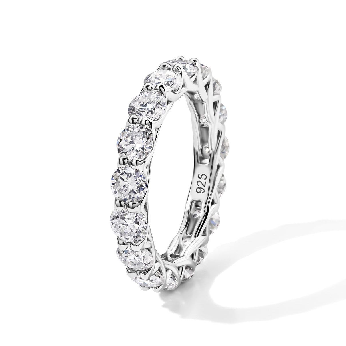 D'Joy - Moissanite Full Eternity Band Ring in Rhodium Overlay Sterling Silver 4.10 Ct. V32490034 4