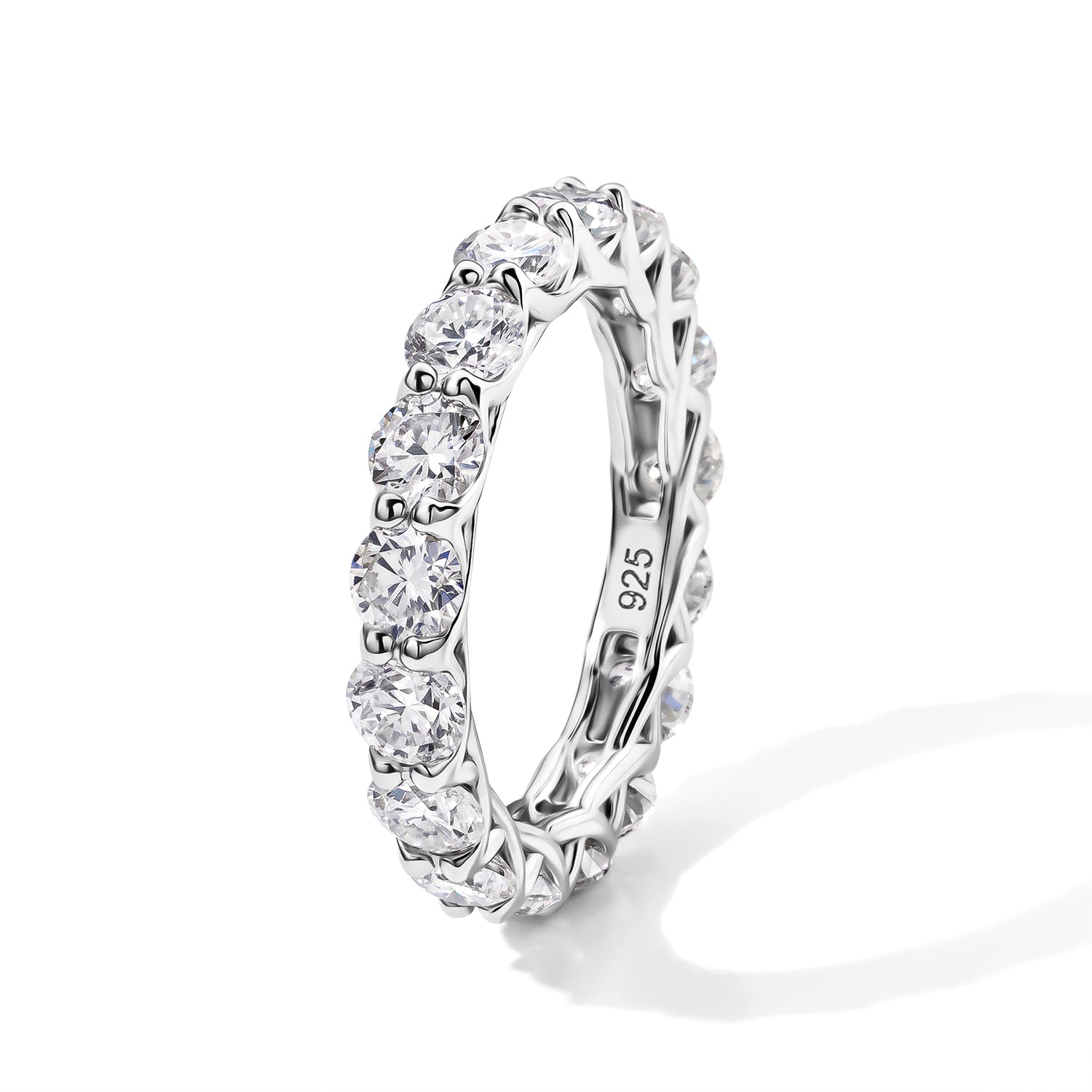 D'Joy - Moissanite Full Eternity Band Ring in Rhodium Overlay Sterling Silver 4.10 Ct. V32490034 4